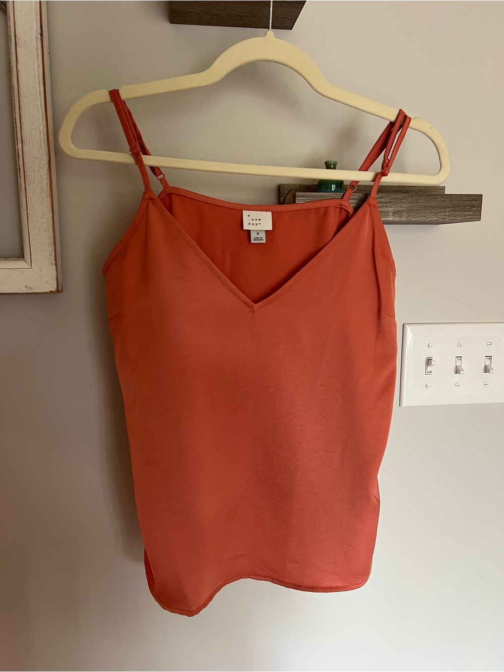 A New Day Women's Rust V-Neck Satin Cami